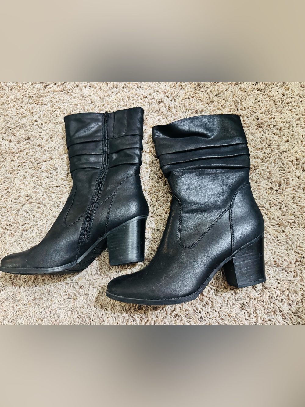 LOVELACE by BARETRAPS-COMFORT Black Mid-Calf Shaft Heel Women Boots 2.75” heel